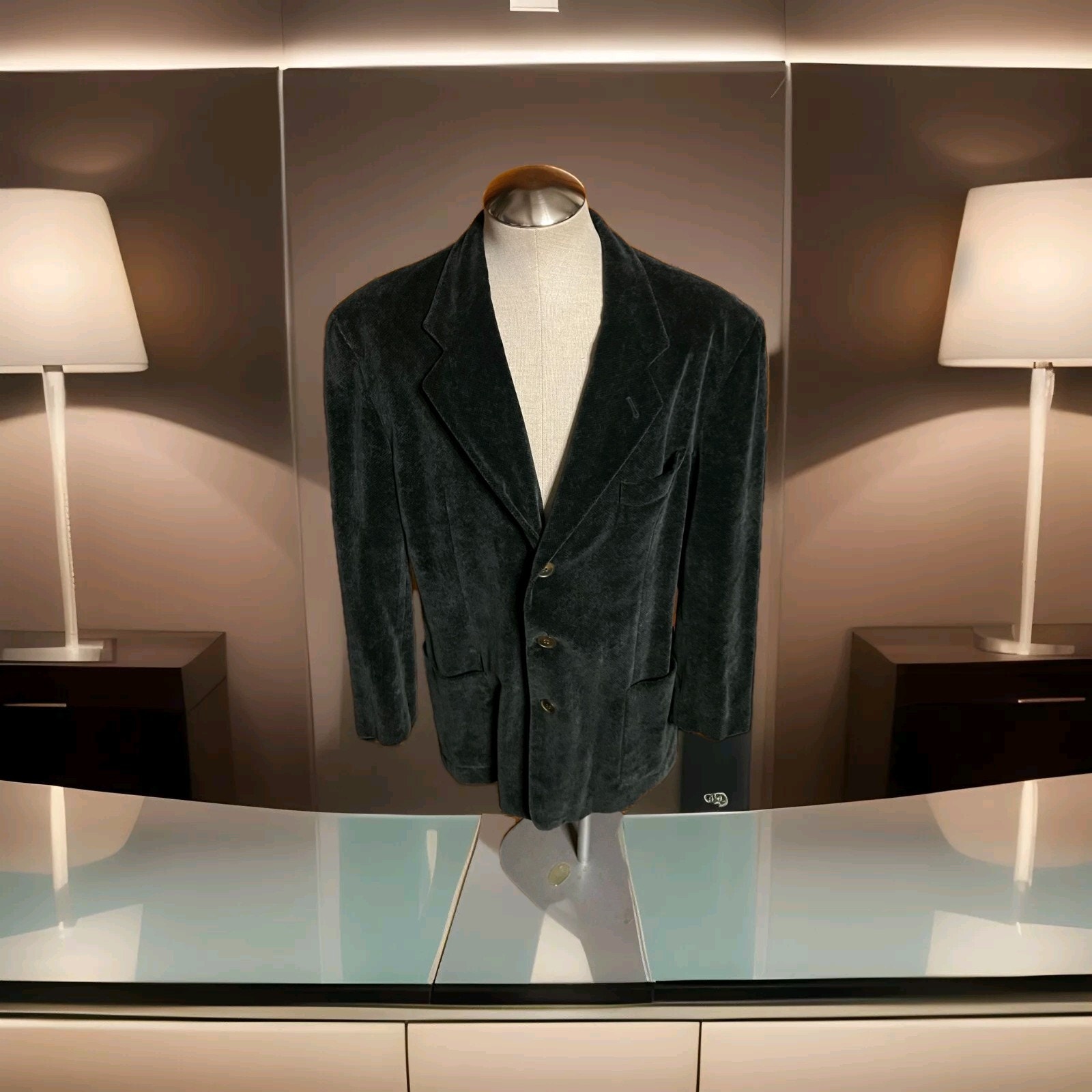 Giorgio Armani Cordoroy 3bt Black Blazer Size 44